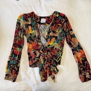 Anthropologie Michelle Morin Floral Wrap Blouse